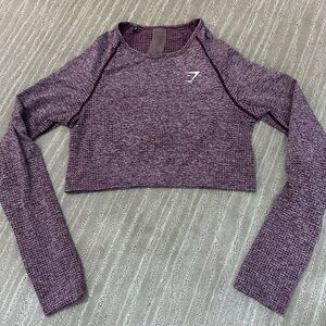 Gymshark Women's Purple Long Sleeve Crop Top - size L